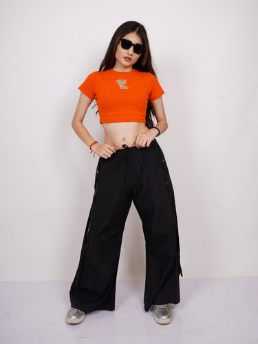 Do What Makes You Happy : Burger Bae Round Neck Crop Baby Tee For Women