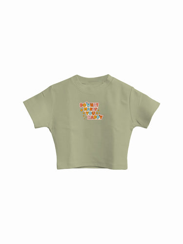 Do What Makes You Happy : Burger Bae Round Neck Crop Baby Tee For Women