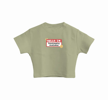 Emotionally Available : Burger Bae Round Neck Crop Baby Tee For Women