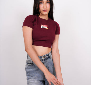 Emotionally Available : Burger Bae Round Neck Crop Baby Tee For Women