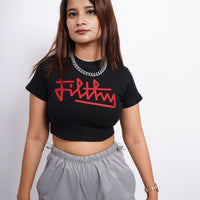 Filthy - Burger Bae Round Neck Crop Baby Tee For Women