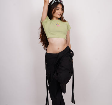 Fuck It I Tried : Burger Bae Round Neck Crop Baby Tee For Women