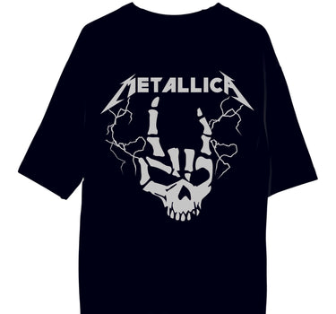 Fuck Skull Metallica (Reflective) : Burger Bae Oversized  Tee For Men and Women