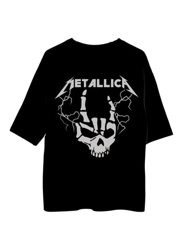 Fuck Skull Metallica (Reflective) : Burger Bae Oversized  Tee For Men and Women