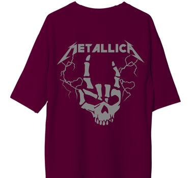 Fuck Skull Metallica (Reflective) : Burger Bae Oversized  Tee For Men and Women