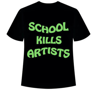 School Kills Artist (Green Glow) Drop:Sleeved Tee   For Men and Women