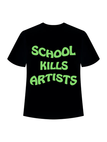 School Kills Artist (Green Glow) Drop:Sleeved Tee   For Men and Women