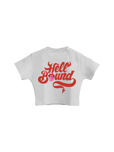 Hell Bound : Burger Bae Round Neck Crop Baby Tee For Women