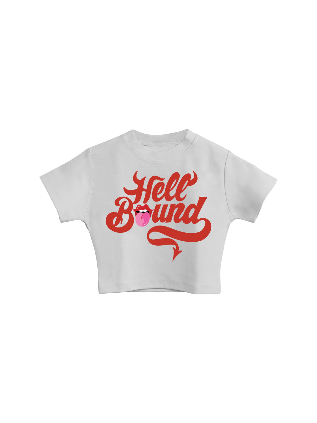 Hell Bound - Burger Bae Round Neck Crop Baby Tee For Women