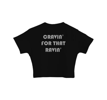 Cravin' For That Ravin' (Reflective) : Burger Bae Round Neck Crop Baby Tee For Women