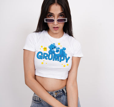 Grumpy Bear : Burger Bae Round Neck Crop Baby Tee For Women