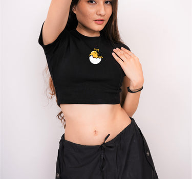 Gudetama : Burger Bae Round Neck Crop Baby Tee For Women