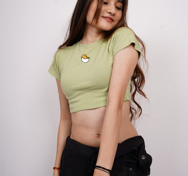 Gudetama : Burger Bae Round Neck Crop Baby Tee For Women