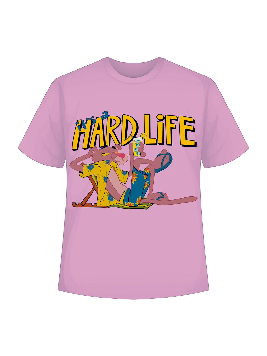 Hard Life- Pink Panther Regular Tee For Men and Women