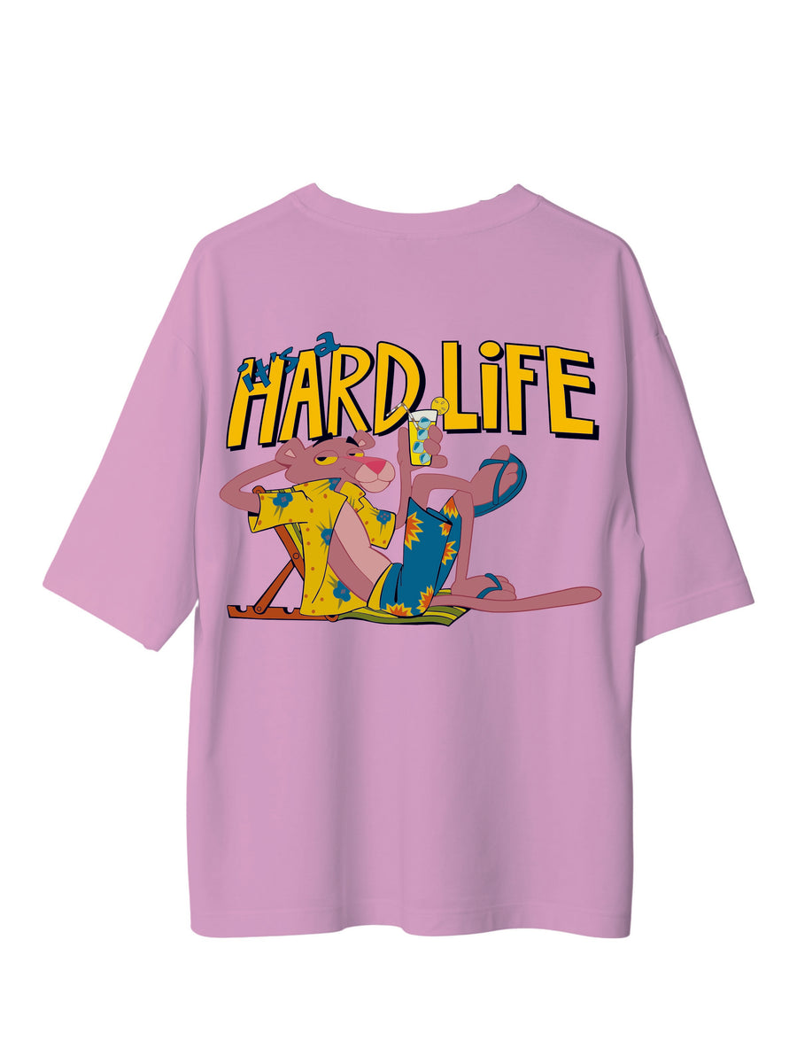 Hard Life Pink Panther - Burger Bae Oversized Unisex Tee