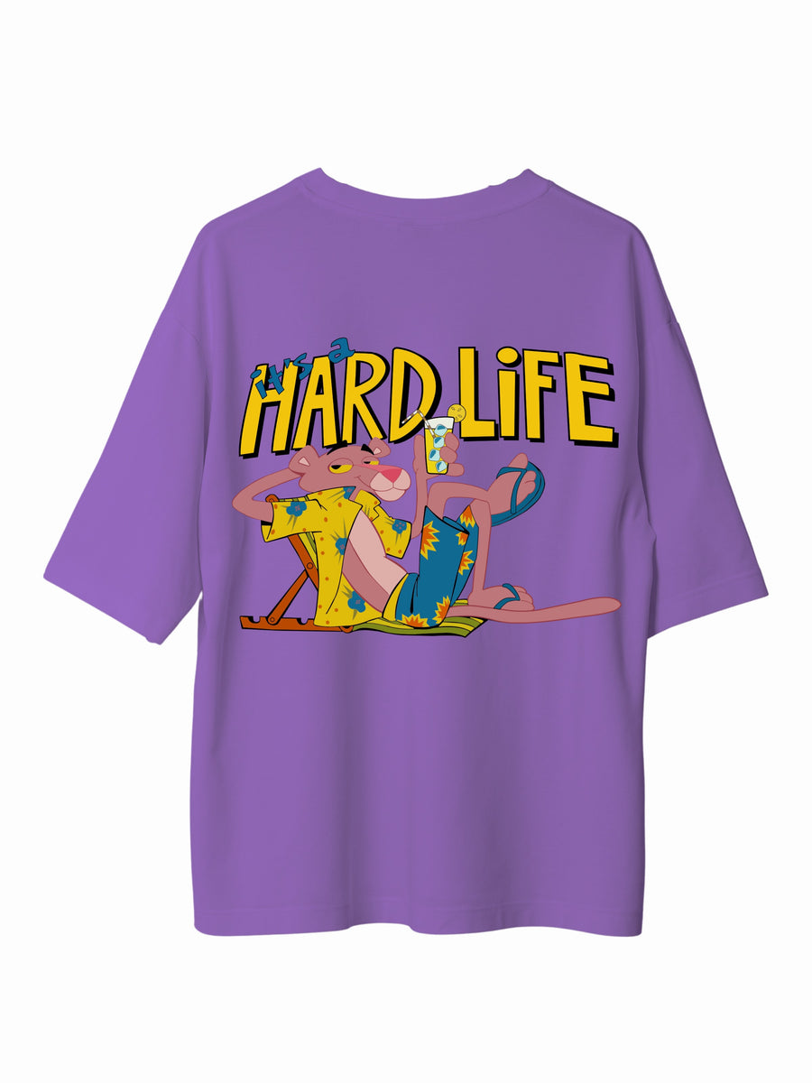 Hard Life Pink Panther - Burger Bae Oversized  Tee For Men and Women