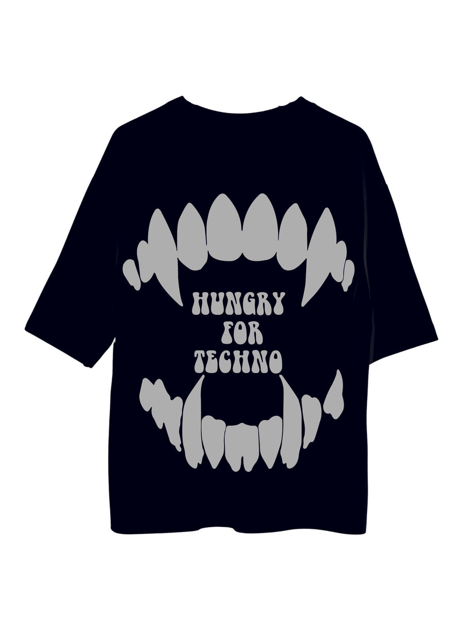 Hungry For Techno (Reflective) - Burger Bae Oversized  Tee For Men and Women