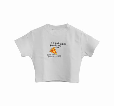 I Love Pizza : Burger Bae Round Neck Crop Baby Tee For Women