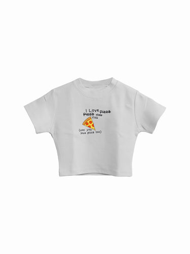 I Love Pizza : Burger Bae Round Neck Crop Baby Tee For Women