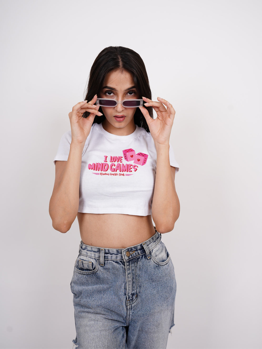 I Love Playing Mind Games - Burger Bae Round Neck Crop Baby Tee For Women