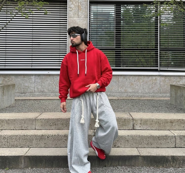 Red : Ye Burger Logo Heavyweight Baggy Hoodie For Men and Women