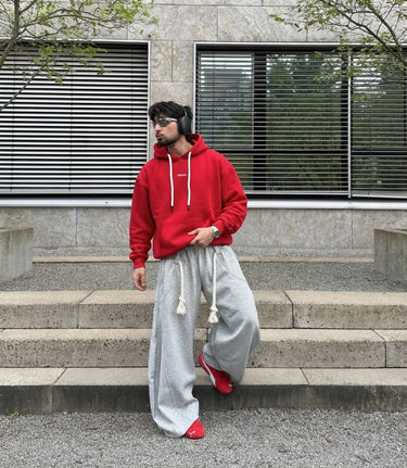 Red : Ye Burger Logo Heavyweight Baggy Hoodie For Men and Women