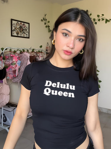 Delulu Queen it Girl Baby tee for Women