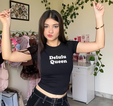 Delulu Queen it Girl Baby tee for Women