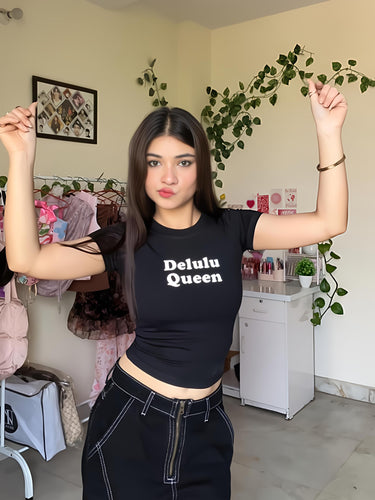 Delulu Queen it Girl Baby tee for Women