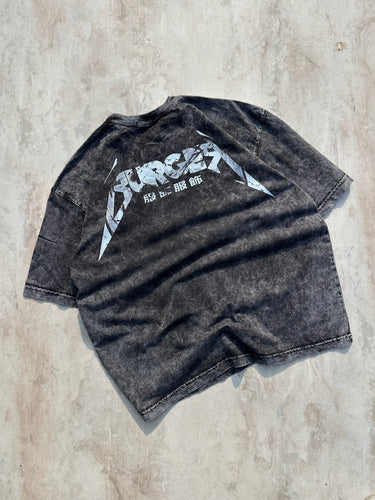 Skull Surge Acid Wash Drop Sleeved Tee for Men & Women