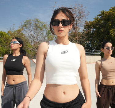 Celestial Ribbed racer back tank top for women