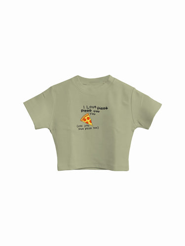 I Love Pizza : Burger Bae Round Neck Crop Baby Tee For Women