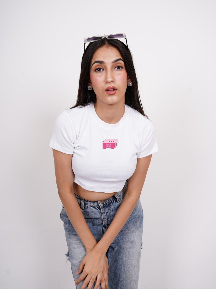 It's late - Burger Bae Round Neck Crop Baby Tee For Women