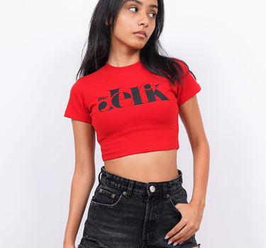 Die Jerk : Burger Bae Round Neck Crop Baby Tee For Women