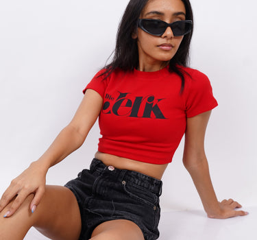 Die Jerk : Burger Bae Round Neck Crop Baby Tee For Women