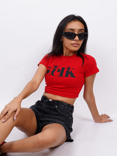 Die Jerk : Burger Bae Round Neck Crop Baby Tee For Women