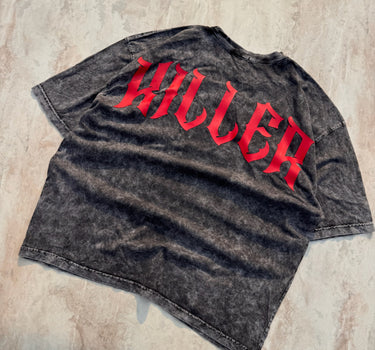 Midnight Killer Acid Wash Drop Sleeved Tee for Men & Women
