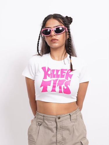 Killer T*ts : Burger Bae Round Neck Crop Baby Tee For Women