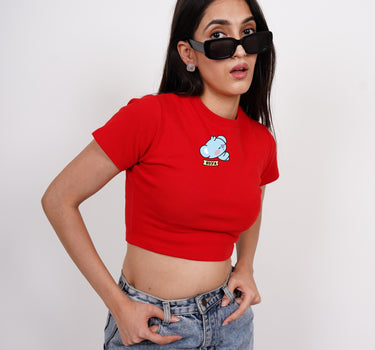 Koya Bt21 : Burger Bae Round Neck Crop Baby Tee For Women