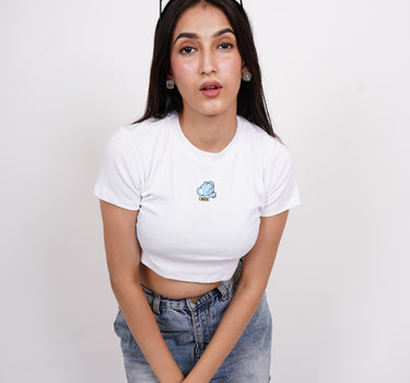 Koya Bt21 : Burger Bae Round Neck Crop Baby Tee For Women
