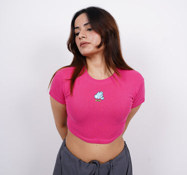 Koya Bt21 : Burger Bae Round Neck Crop Baby Tee For Women