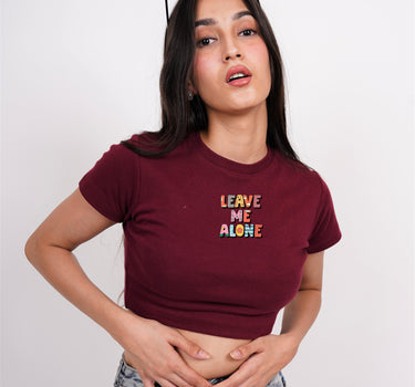 Leave Me Alone : Burger Bae Round Neck Crop Baby Tee For Women