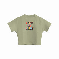 Leave Me Alone - Burger Bae Round Neck Crop Baby Tee For Women