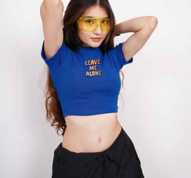 Leave Me Alone : Burger Bae Round Neck Crop Baby Tee For Women