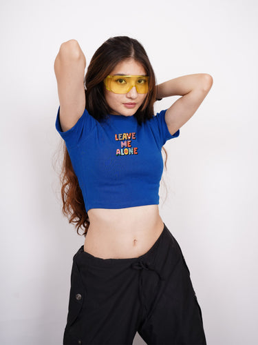Leave Me Alone : Burger Bae Round Neck Crop Baby Tee For Women