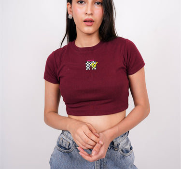I Want My MTV Check : Burger Bae Round Neck Crop Baby Tee For Women