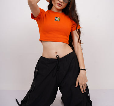 I Want My MTV Check : Burger Bae Round Neck Crop Baby Tee For Women