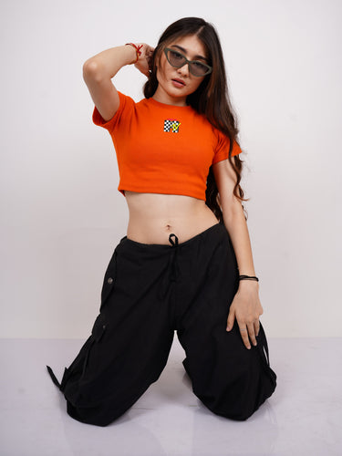 I Want My MTV Check : Burger Bae Round Neck Crop Baby Tee For Women