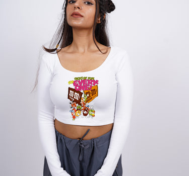 M&M : Y2K Top Women Long Sleeve Round Neck Crop Top For Women