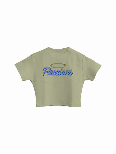 Precious : Burger Bae Round Neck Crop Baby Tee For Women